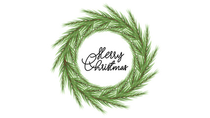 Merry Christmas Circle flowers beautiful round frame Flat style. Vector illustration EPS 10