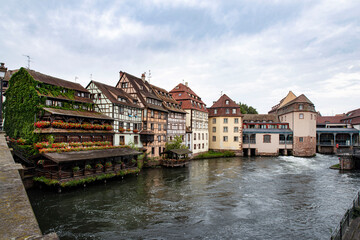 Fototapeta na wymiar Typical old houses of Petite France in the city of Strasbourg, France