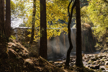 waterfall in the Presa del Pradillo in the Sierra de Guadarrama, Madrid