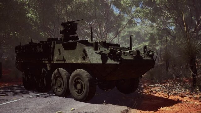 armored battle army tank on the road