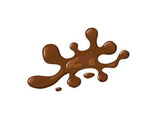  Puddle of hot chocolate or coffee. Brown liquid spill. Vector cartoon illustration
