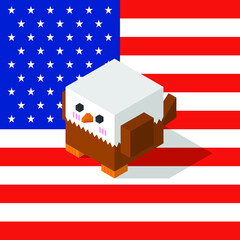 eagle cubic isometric on american flag background