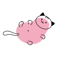 Lazy Cute Cat Set for Label, Card, Poster, Eco Bag and Garment.