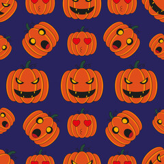 Pumpkin seamless pattern for Halloween holiday