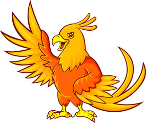Cartoon phoenix bird on white background