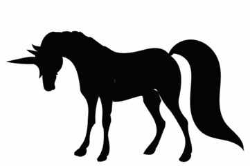 black silhouette unicorn isolated vector