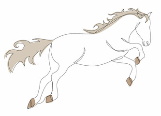 horse runs, sketch drawing one continuous line