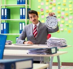 Businessman with many conflicting priorities in time management