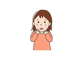 涙を流して悲しんでいる女の人
