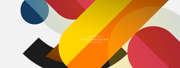 Geometric shapes composition abstract background. Circles lines and rectangles. Vector illustration for wallpaper banner background or landing page