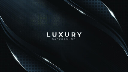 Dark Blue with Curve lines effect Free Vector background with Silver platinum shape modern luxury Design