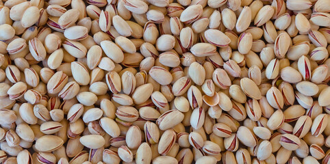 Pistachios texture and background .