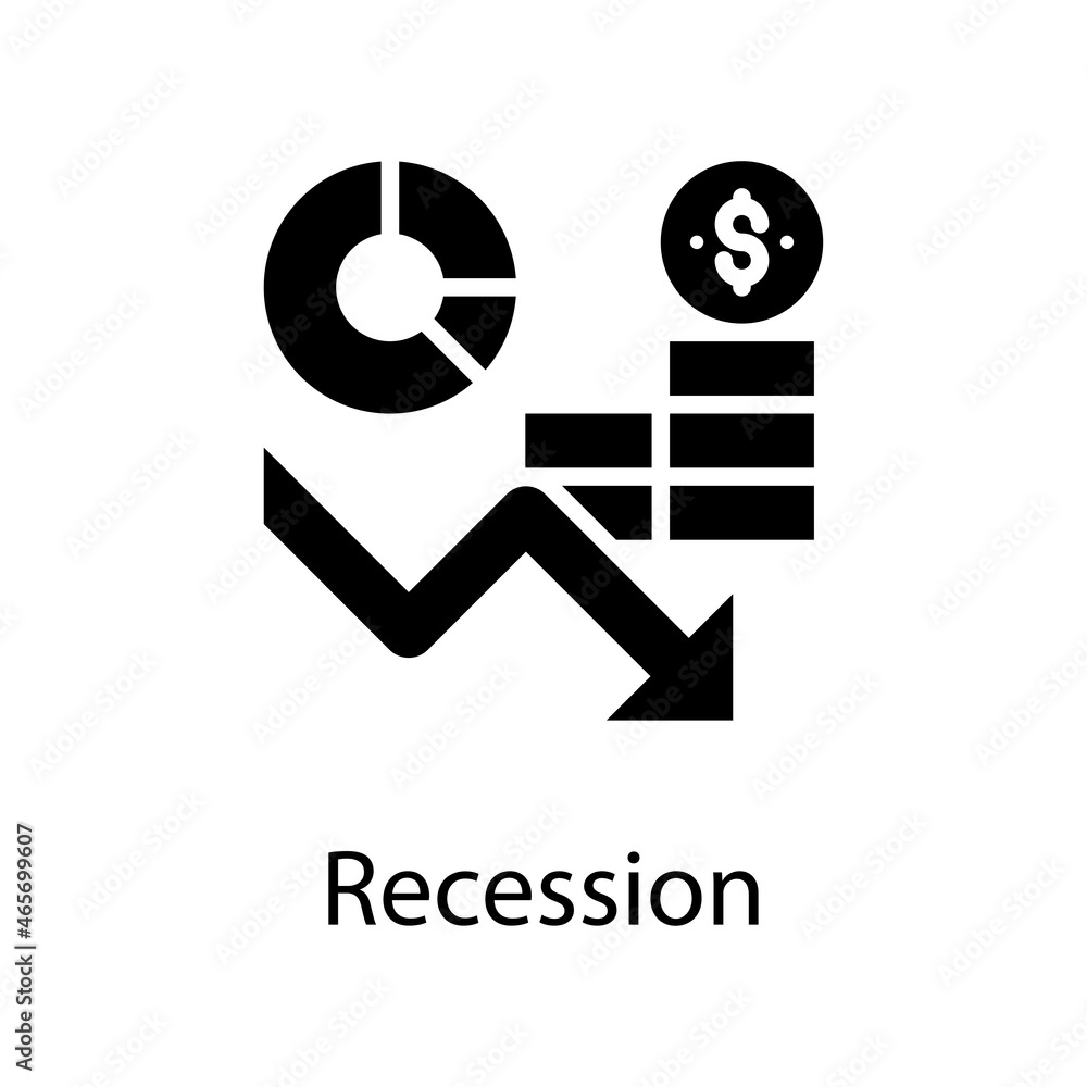 Poster recession solid icon design illustration. web analytics symbol on white background eps 10 file