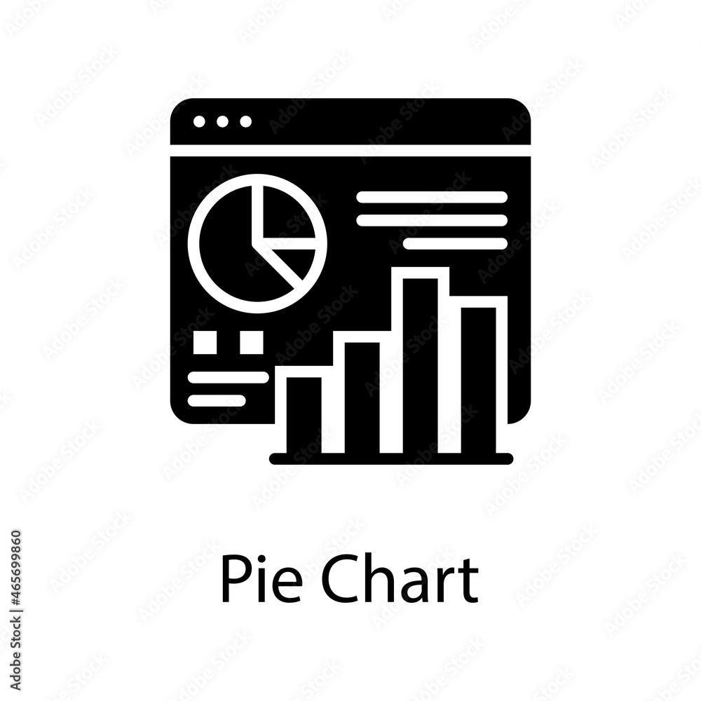 Poster pie chart solid icon design illustration. web analytics symbol on white background eps 10 file