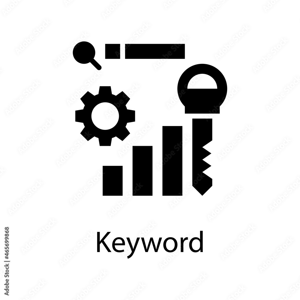 Poster keyword solid icon design illustration. web analytics symbol on white background eps 10 file