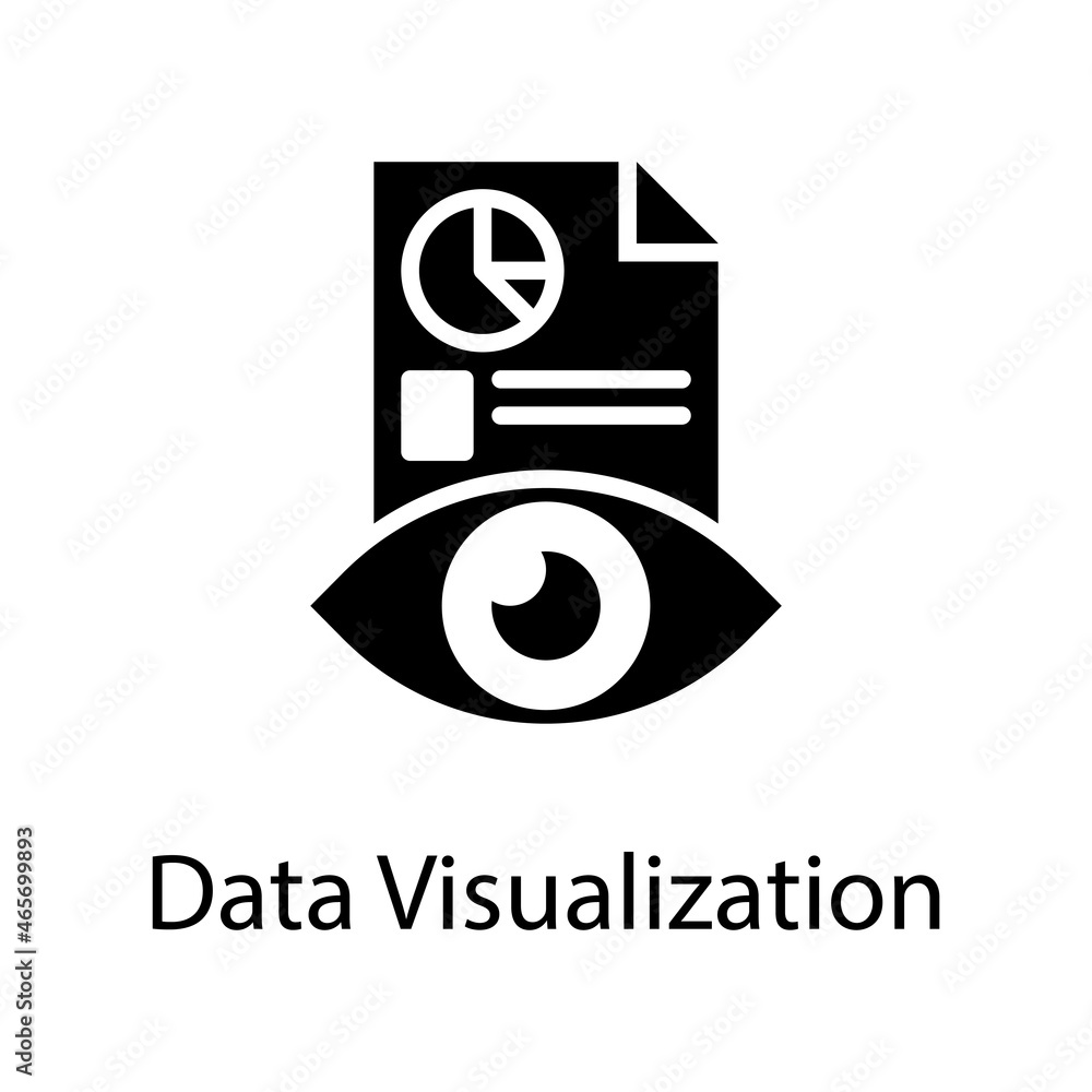 Poster data visualization solid icon design illustration. web analytics symbol on white background eps 10 f
