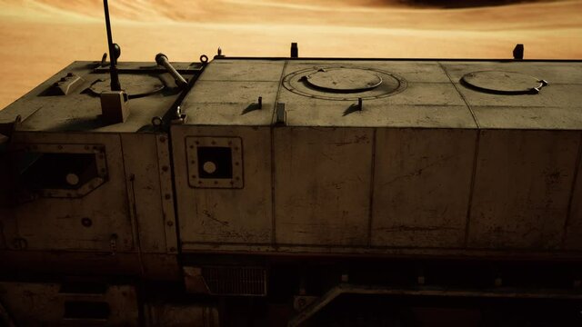 Armoured military truck in desert