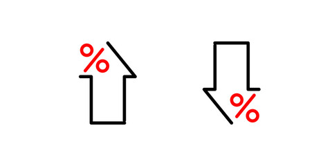 Percent mark with up arrow icon