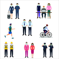 Activities with the masks, vector design illustration