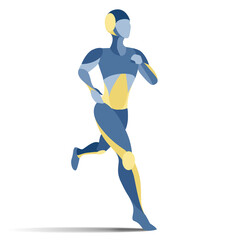 Trendy stylized illustration movement Woman running, jogging - colorful vector illustration