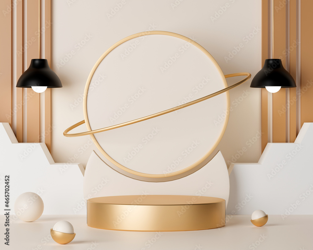 Poster 3d rendering empty cylinder podium on bright background. abstract geometric composition scene for pr