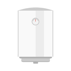 Caldera de agua eléctrica. Calentador de agua con regulador de temperatura aislado en blanco.