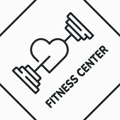 Fitness center line icon on white background. Vector illustration.