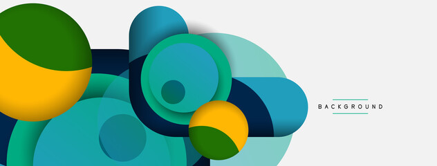 Obraz premium Vector round shapes circles minimal geometric background. Vector illustration for wallpaper banner background or landing page