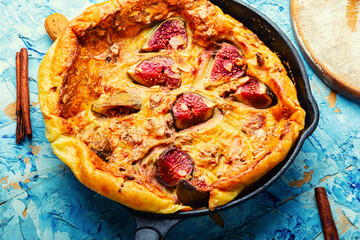 Omelet or omelette with figs and nuts.