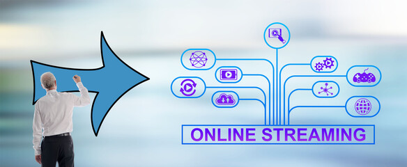 Online streaming concept drawn by a man