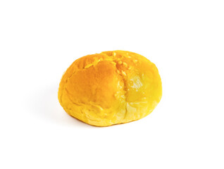 An image isolated bread after bake for breakfast the homemade on white background with clipping path.