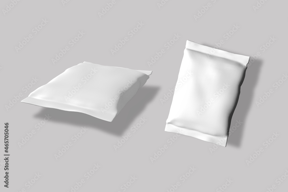 Poster empty blank snack packaging mock up isolated on a background. realistic disposal packet mock up read