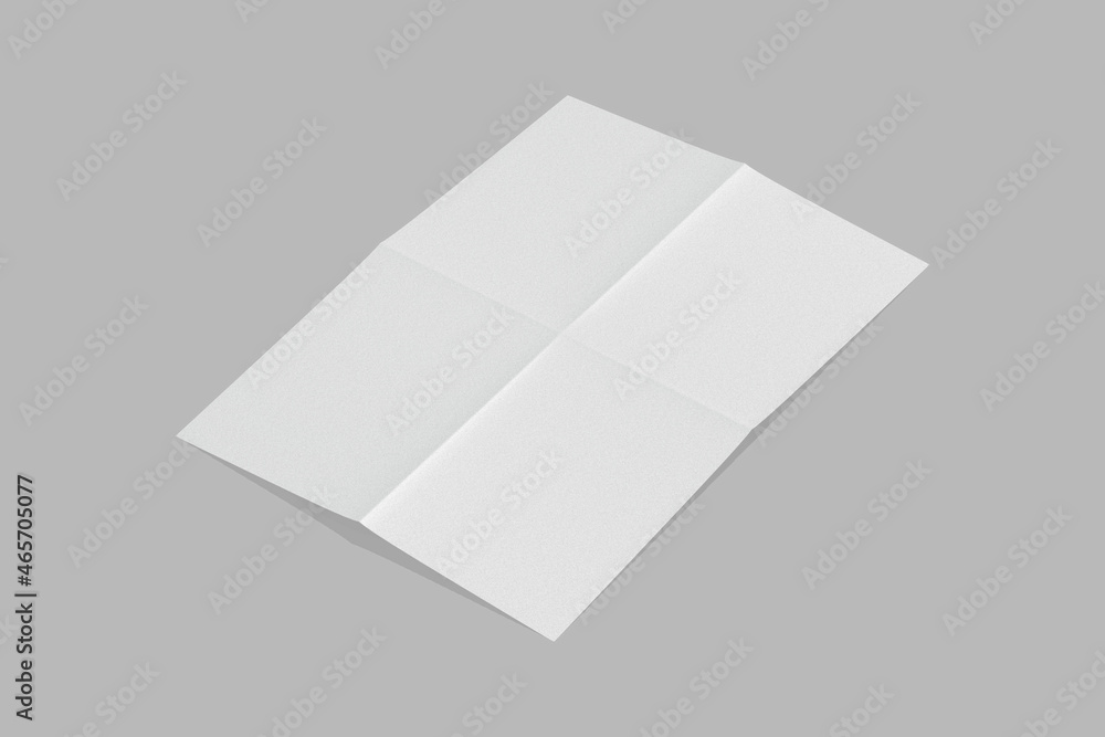 Poster empty blank white folded crumpled paper mock up isolated on a grey background. a4 sheet of an empty 