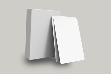 Empty blank Pack of Cards Mock up isolated on a grey background.3d rendering. - obrazy, fototapety, plakaty