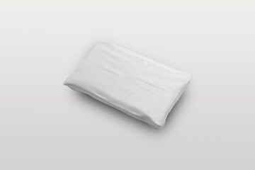 Empty blank white plastic parcel bag isolated on a grey background. Shipping Plastic Bag Postal Packing. Postal package. 3d rendering.