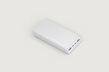 Power Bank Mockup – Blank Portable Charger on Grey Background