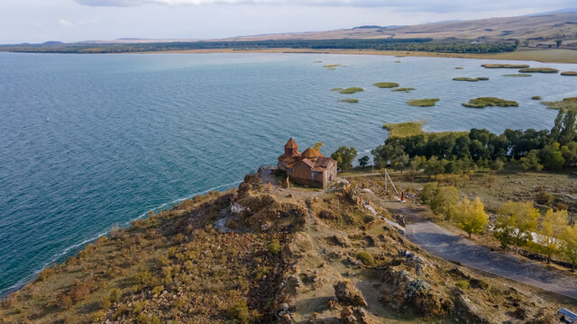 Ayrivank Monastery by Sevan Lake in Armenia, Aerial View