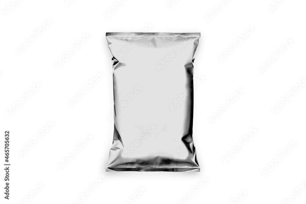 Poster empty blank snack packaging mock up isolated on a background. realistic disposal packet mock up read
