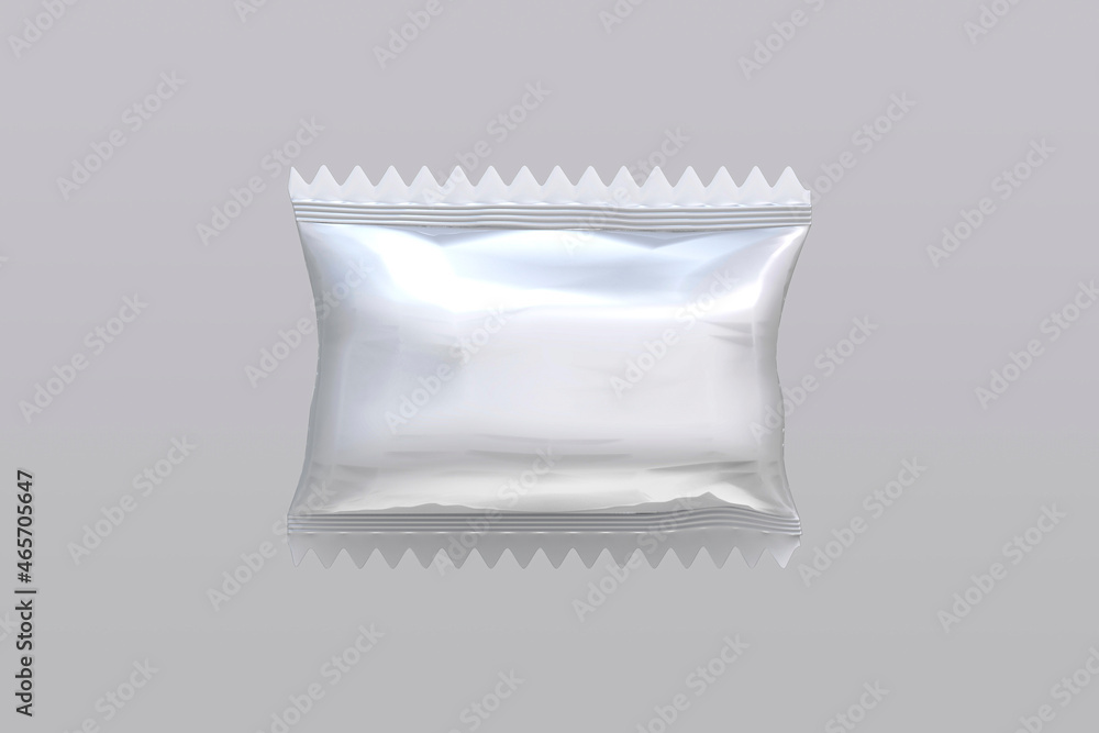Poster empty blank snack packaging mock up isolated on a background. realistic disposal packet mock up read