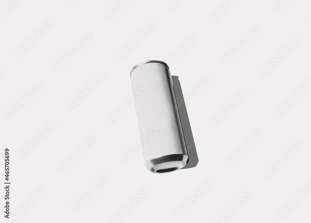 Poster empty blank soda can mock up isolated on a grey background. 3d rendering.