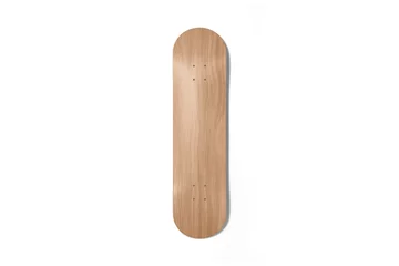  Wooden skateboard mock up isolated on a grey background. 3d rendering. © Leyla