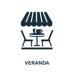 Veranda icon. Monochrome sign from restaurant collection. Creative Veranda icon illustration for web design, infographics and more - obrazy, fototapety, plakaty