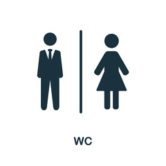 Wc icon. Monochrome sign from restaurant collection. Creative Wc icon illustration for web design, infographics and more