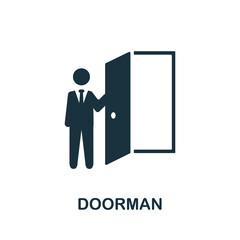 Doorman icon. Monochrome sign from restaurant collection. Creative Doorman icon illustration for web design, infographics and more