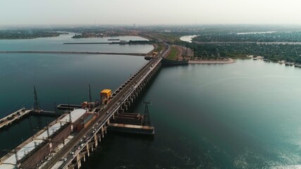 Photo of the dam in the afternoon, a bird's-eye view