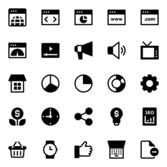 Glyph icons for digital marketing.