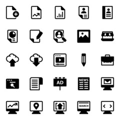 Glyph icons for digital marketing.