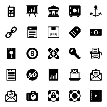 Glyph icons for digital marketing.