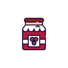 Home seasonal conservation. Jar of grape jelly. Pixel perfect, editable stroke colorful icon
