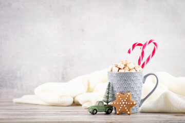 Christmas candy cane cozy background.